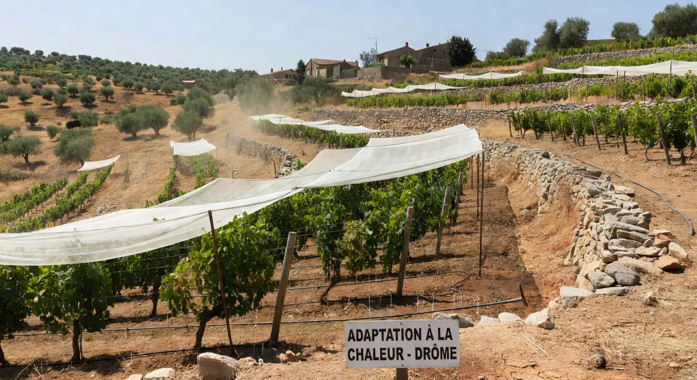 Comparaison de paysage en Drôme provençale montrant les effets de la sécheresse sur la végétation
