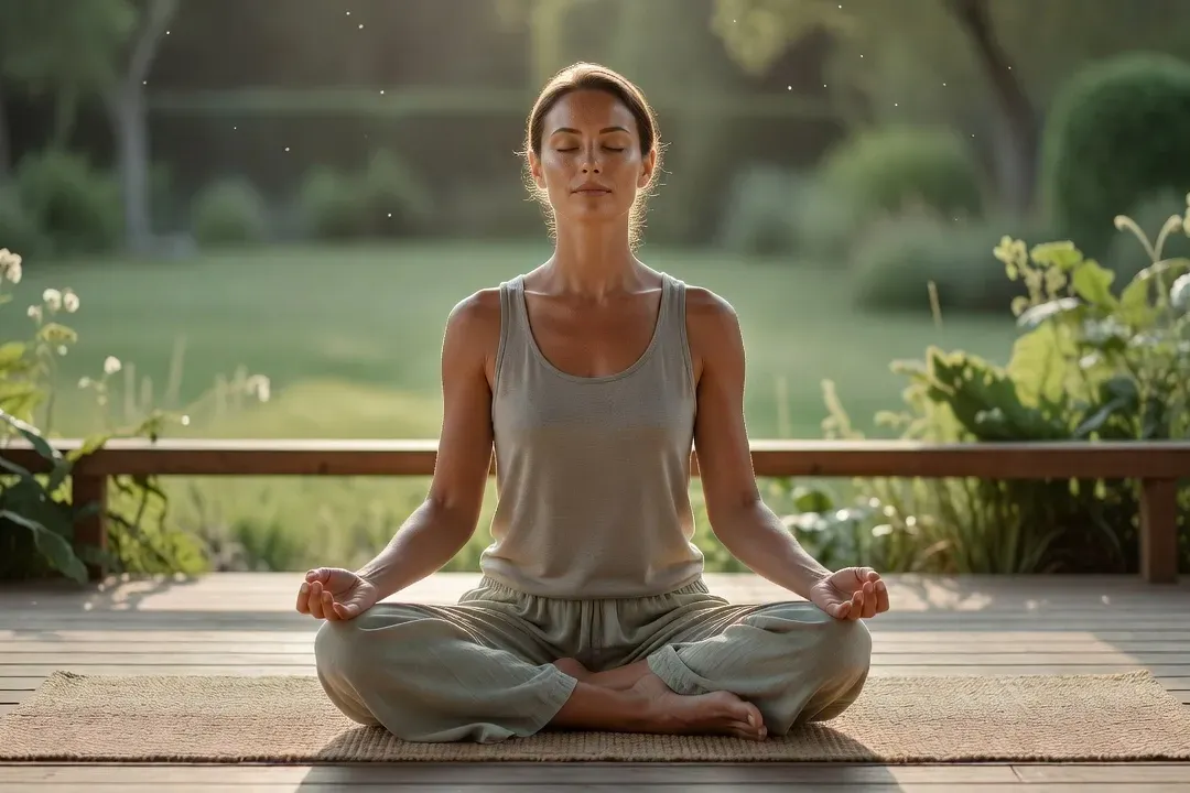 Femme pratiquant la méditation de pleine conscience en pause pour stimuler la régulation émotionnelle du cerveau