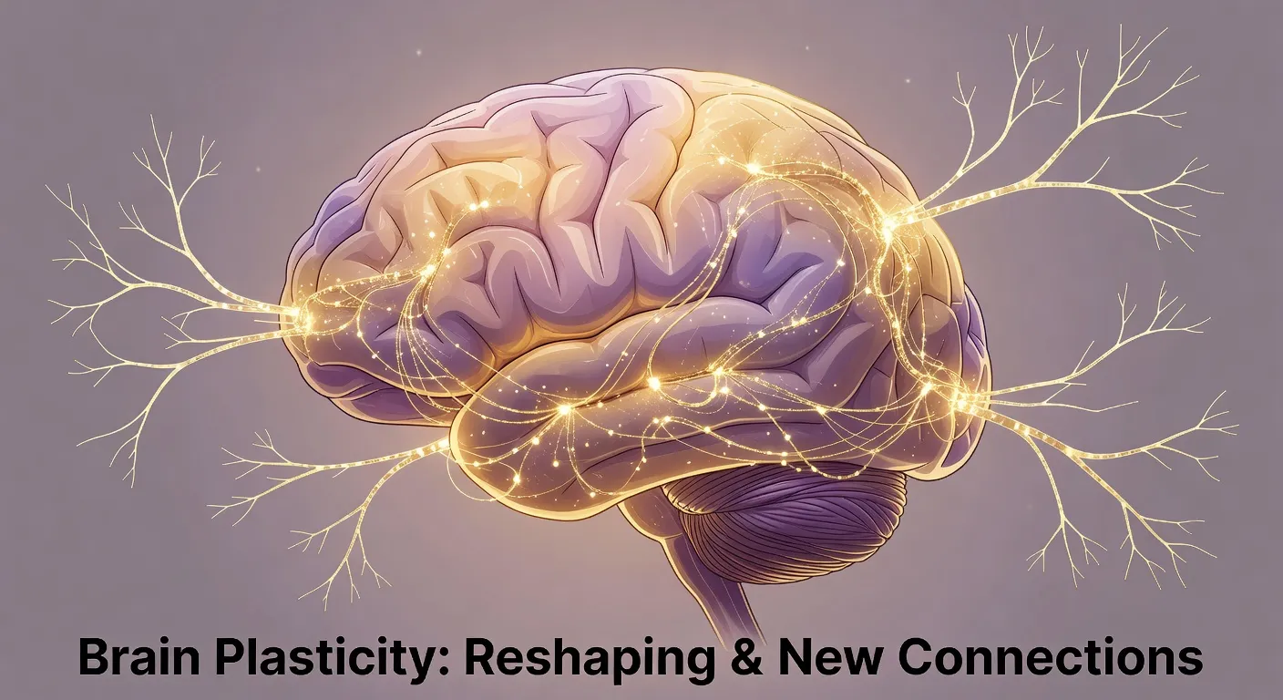 Schéma de connexions synaptiques illustrant la neuroplasticité cérébrale