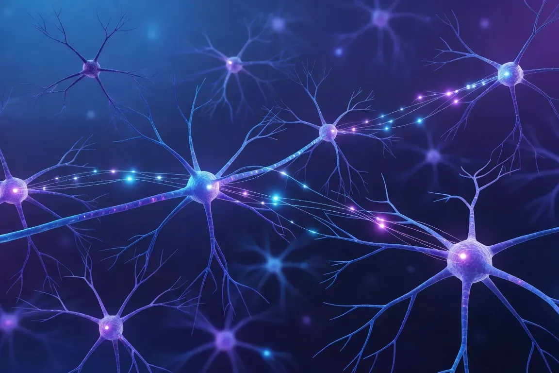 Visualisation artistique de connexions synaptiques formant de nouveaux réseaux neuronaux