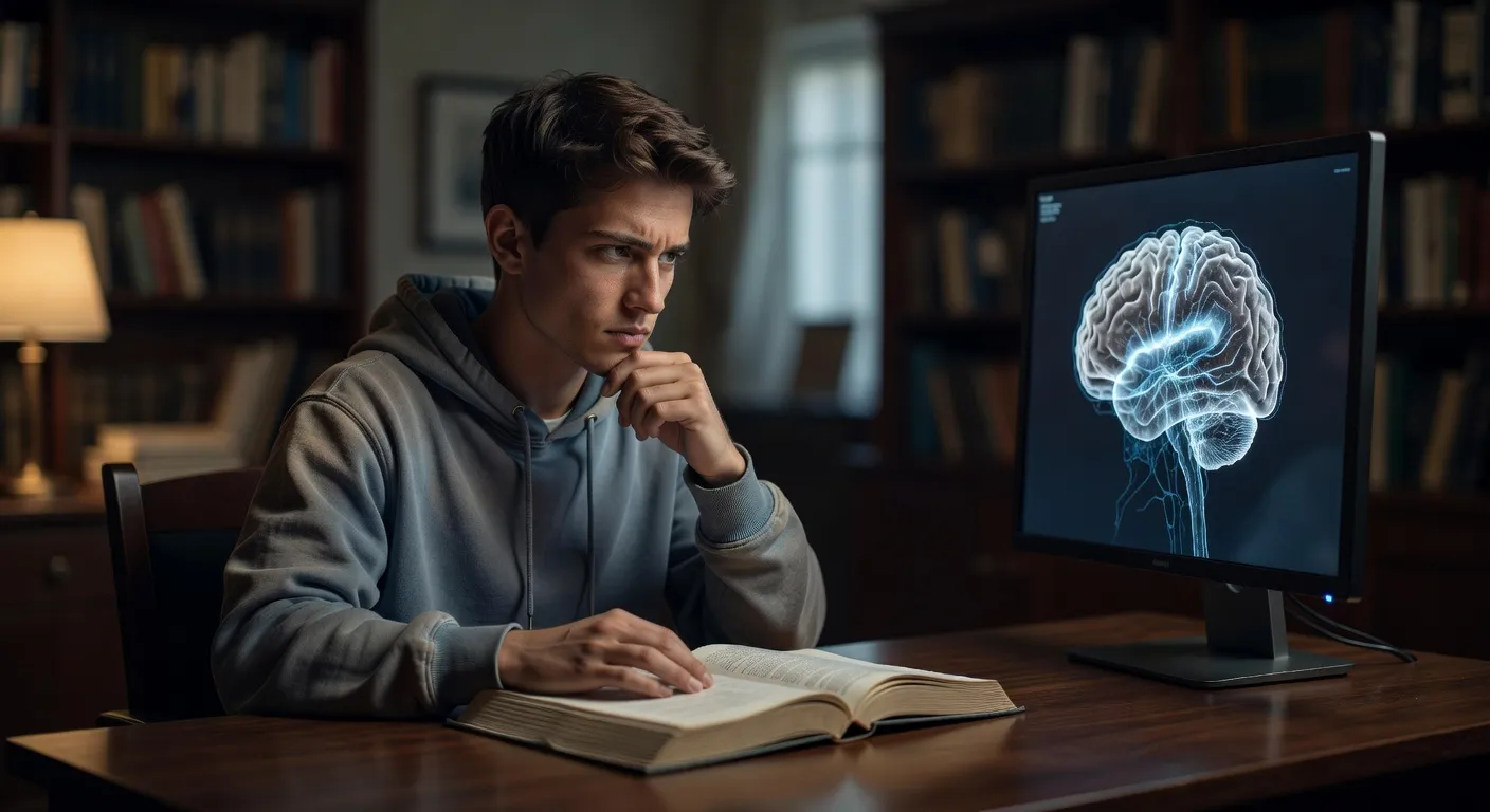 Étudiant en pleine concentration, mémoire et apprentissage actif
